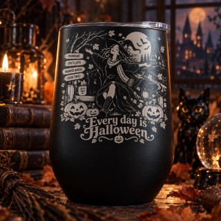 Cană termos tip pahar de vin 360ml "Every Day Is Halloween" | Spooky but Cute Collection