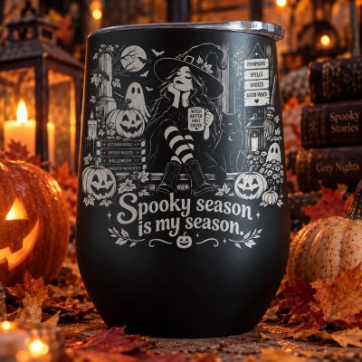 Cană termos tip pahar de vin 360ml "Spooky Season Is My Season" | Spooky but Cute Collection