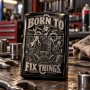 Brichetă neagră gravată „Born to Fix Things” | Cadou mecanic