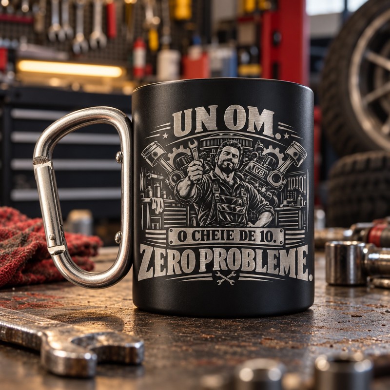 Cană gravată 200ml „Cheie de 10” | Cadou mecanic auto