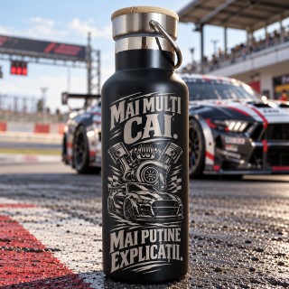 Termos gravat 500ml „Garajul meu” | Cadou mecanic auto