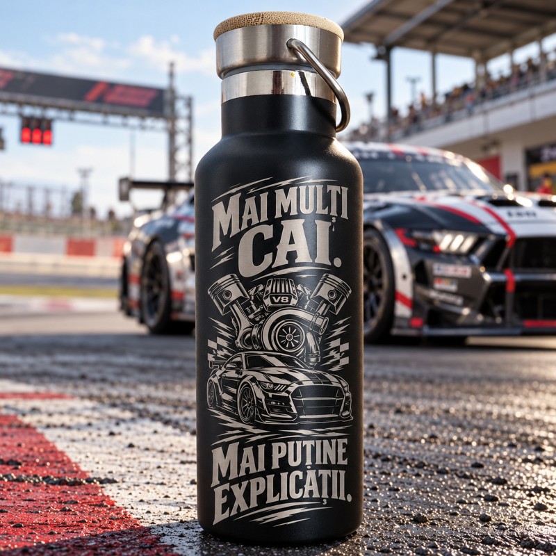 Termos gravat 500ml „Garajul meu” | Cadou mecanic auto