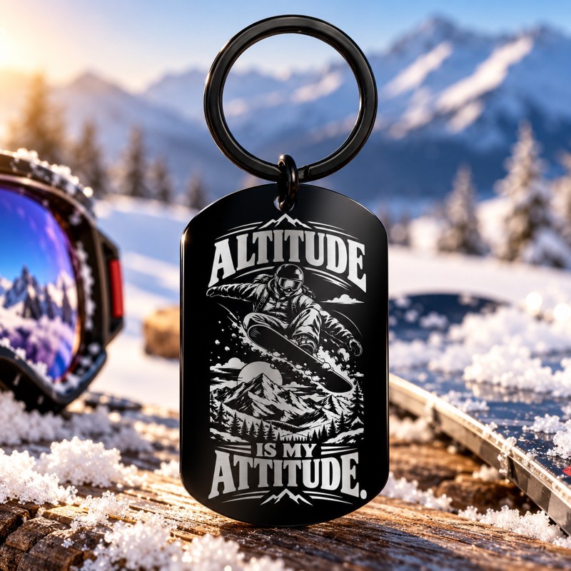                  Breloc Gravat Inox Snowboard – Altitude Is My Attitude | Giftopolis
               
