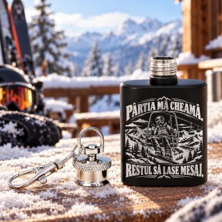 Breloc Ploscă Inox Gravată 30 ml – Cadou Schiori | Giftopolis