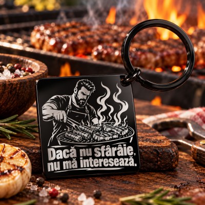 Breloc Gravat Inox Negru „Dacă Nu Sfârâie” | Giftopolis