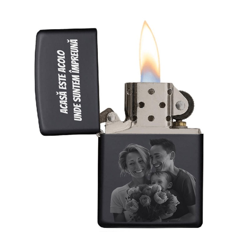 Bricheta Personalizata Inox Negru Poza Mesaj