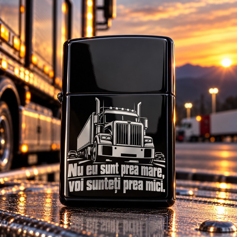                  Brichetă Gravată Neagră Șofer TIR „Prea Mare” | Giftopolis
               