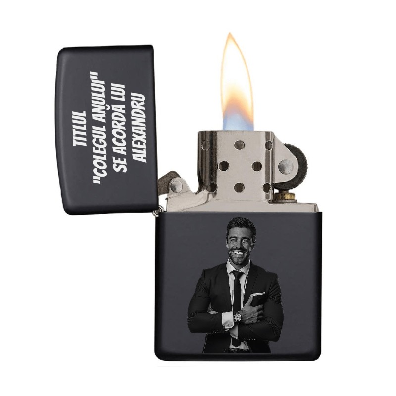 Bricheta Personalizata Inox Negru La birou