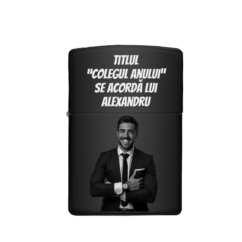                  Bricheta Personalizata Inox Negru La birou
               