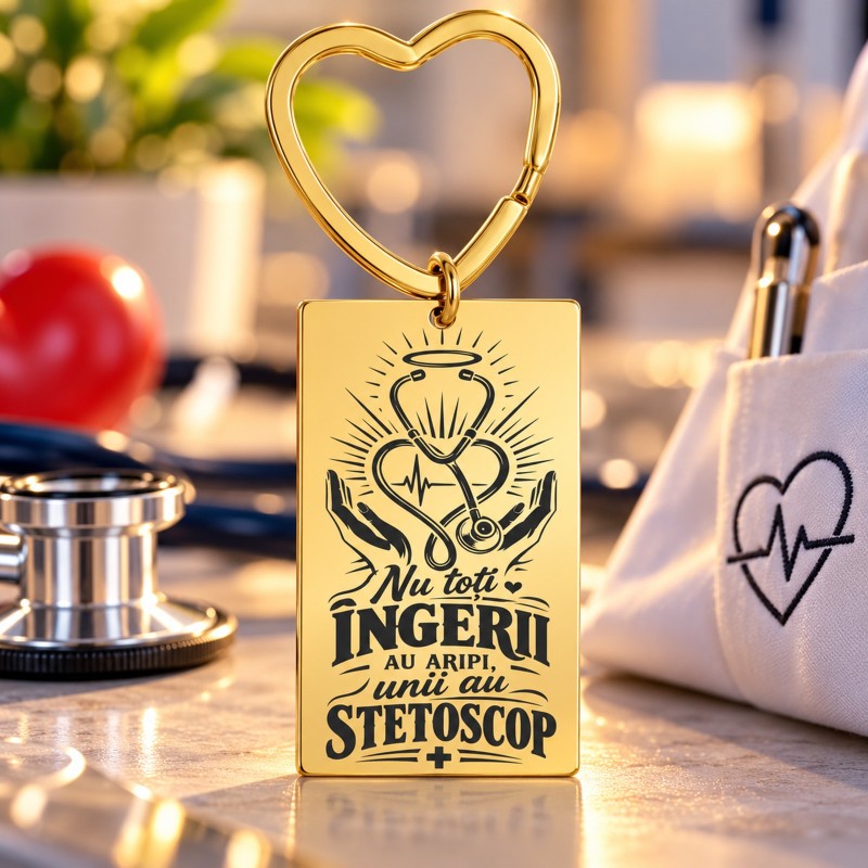                  Breloc Inox Auriu Gold Plated – Cadou Medic sau Asistentă | Giftopolis
               