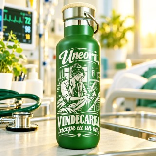 Termos Gravat Verde 500 ml – Cadou Medic sau Asistentă | Giftopolis