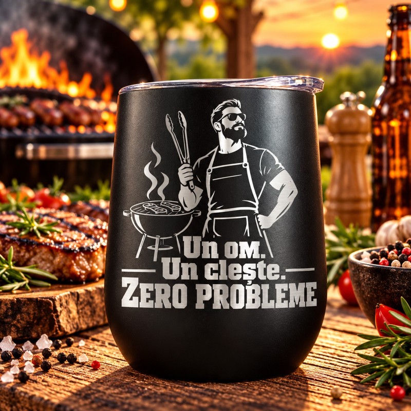                  Pahar de Vin Gravat Negru 360 ml „Când Jarul Te Cheamă” | Giftopolis
               