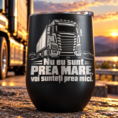 Pahar de Vin Gravat Negru 360 ml „Nu Eu Sunt Prea Mare” | Giftopolis