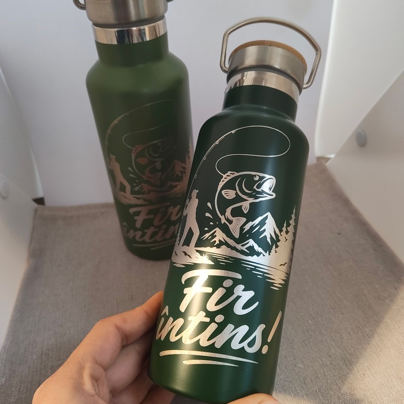 Termos personalizat „Fir întins!” 500ml – cadou pescari inox