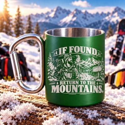 Cană Carabinieră Verde „If Found, Return to the Mountains” | Born for Snow