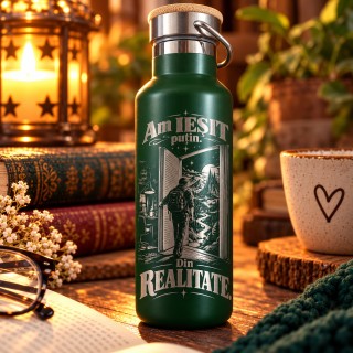 Termos Gravat Verde 500 ml „Am Ieșit Puțin” – Book Lover | Giftopolis