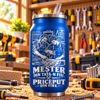 Cană tip Doză Albastră 250 ml „Meșter din Tată-n Fiu” | Meșterul Casei
