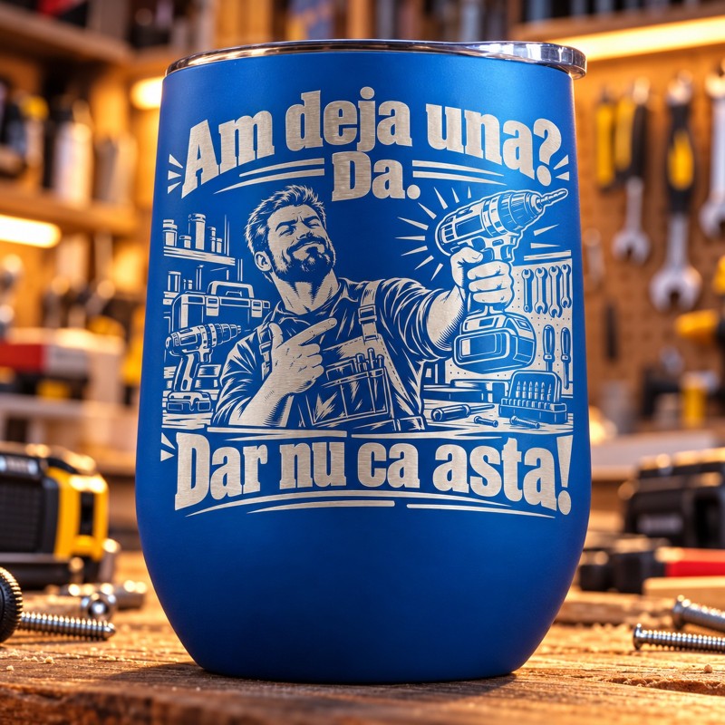                  Pahar de Vin Albastru 360 ml „Am Deja Una? Da!” | Meșterul Casei
               