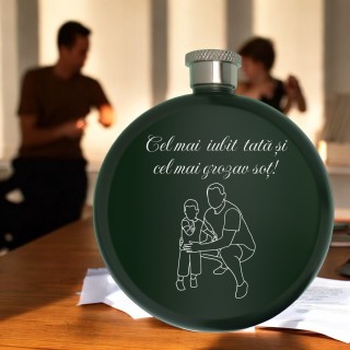 Sticla de buzunar Personalizata Inox Verde 80ml Tata