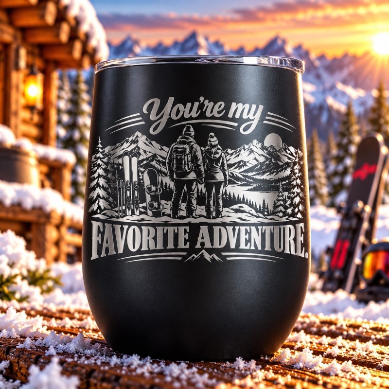                  Pahar de Vin Negru 360 ml „You're My Favorite Adventure” | Born for Snow
               