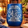 Pahar de Vin Gravat Albastru 360 ml „Un Om. O Carte.” | Giftopolis