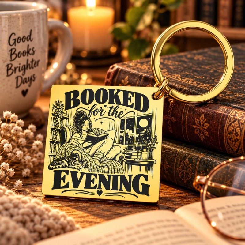                  Breloc Auriu Gravat „Booked for the Evening” | Book Lover – Giftopolis
               
