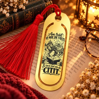 Semn de Carte Auriu Gravat „Am Trăit o Mie de Vieți” | Book Lover