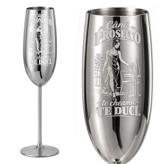 Pahar inox pentru Șampanie 250 ml „Când Prosecco Te Cheamă”