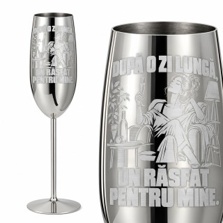 Pahar inox pentru Șampanie 250 ml „După O Zi Lungă” | Prosecco Lovers