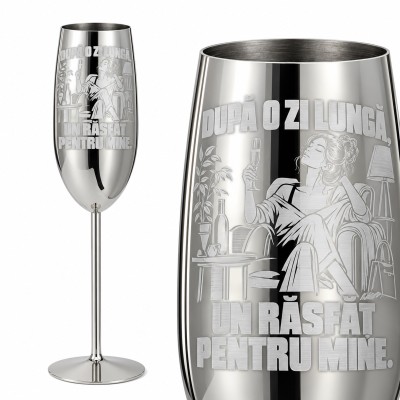 Pahar inox pentru Șampanie 250 ml „După O Zi Lungă” | Prosecco Lovers