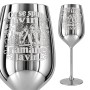 Pahar inox pentru vin Mirror Polished Gravat „Ce Se Spune La Vin Rămâne La Vin.” – 380 ml | Colecția Wine Lovers