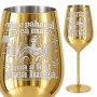 Pahar inox pentru Vin Auriu 380 ml „Nu E Paharul Prea Mare”
