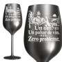 Pahar inox pentru Vin Gunmetal Satin 380 ml „Un Om. Un Pahar de Vin.”