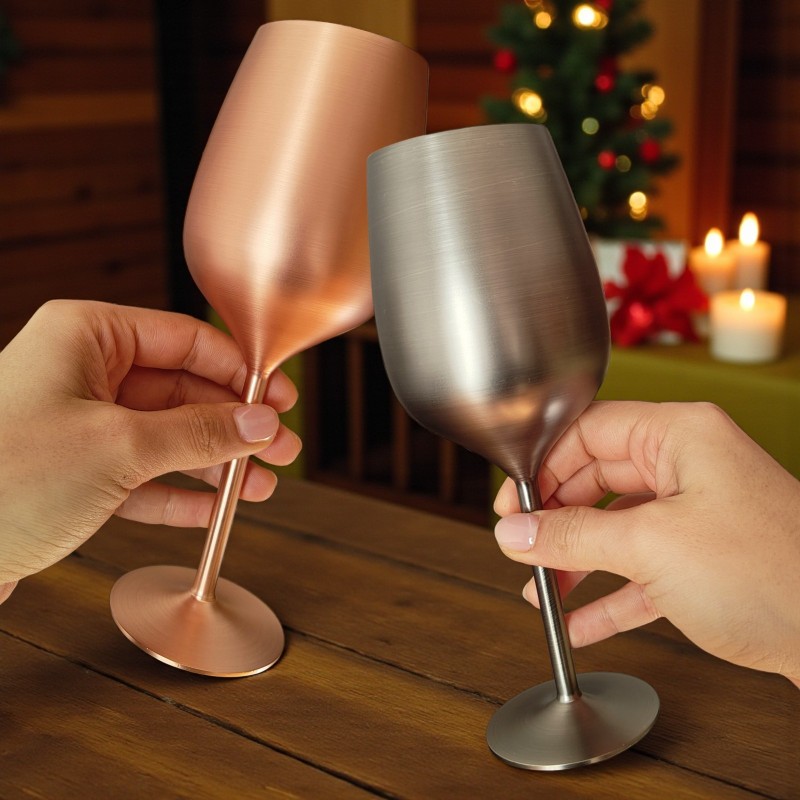                  Pahar inox pentru Vin Gunmetal Satin 380 ml „Un Om. Un Pahar de Vin.”
               