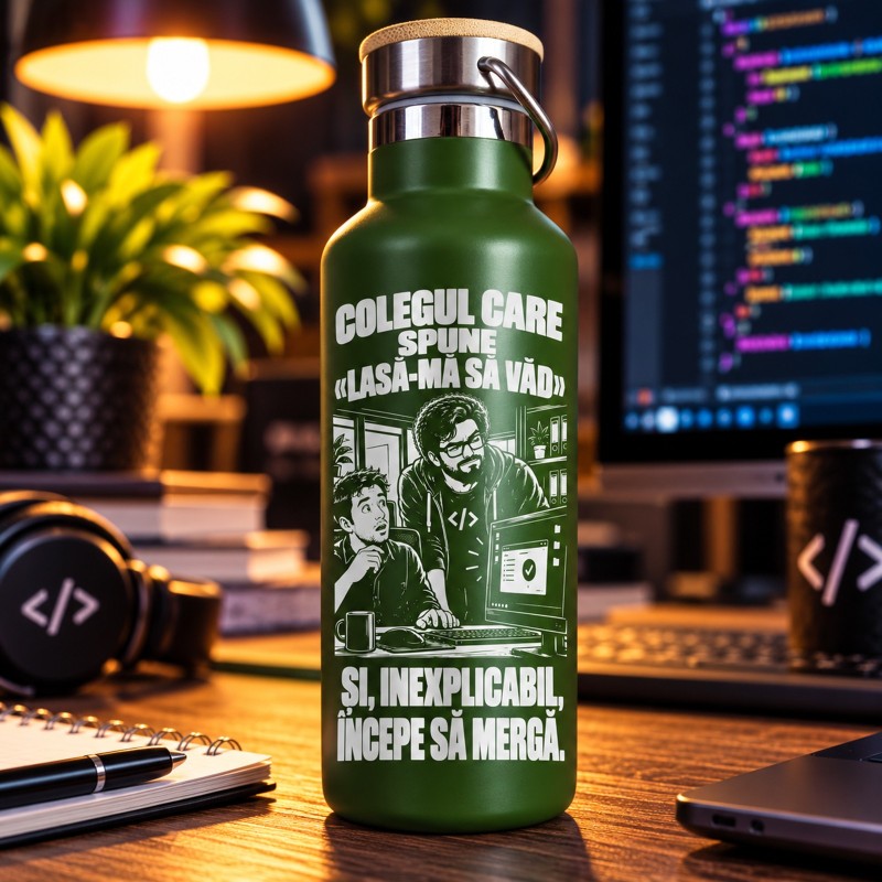                  Termos Inox Kaki 500 ml „Lasă-mă Să Văd” | Cadou IT
               