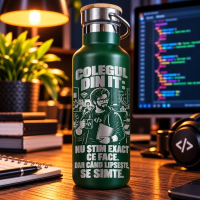 Termos Inox Verde 500 ml „Colegul din IT” | Cadou Programatori
