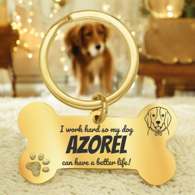 Breloc Personalizat Os Inox Auriu My Dog