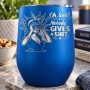 Termos Tip Pahar Vin Albastru 360 ml „Nobody Gives a Shit” | Cadou Amuzant