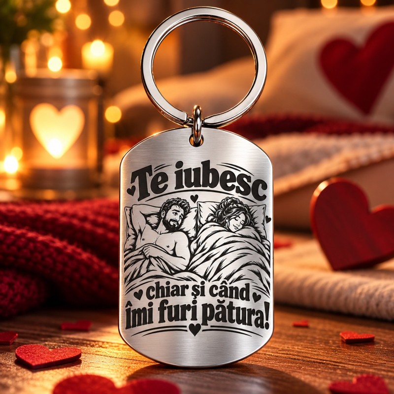                  Breloc Army „Te Iubesc Chiar și Când Îmi Furi Pătura” | Giftopolis
               