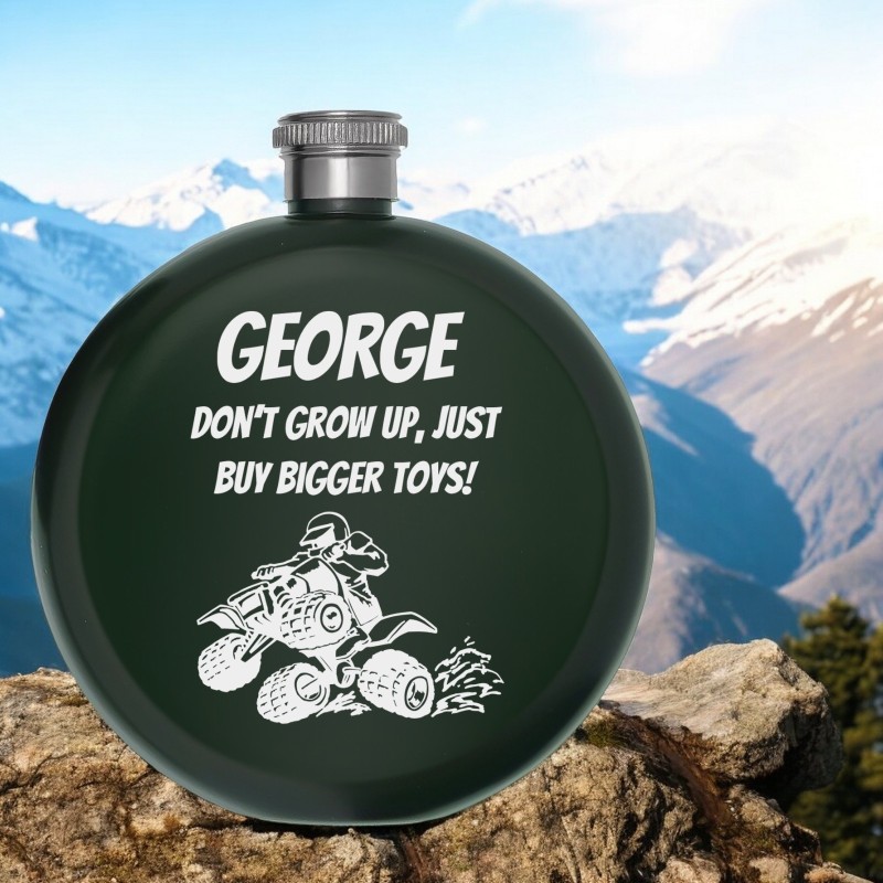                  Sticla de buzunar Personalizata Inox Verde 140ml Don't grow Up
               