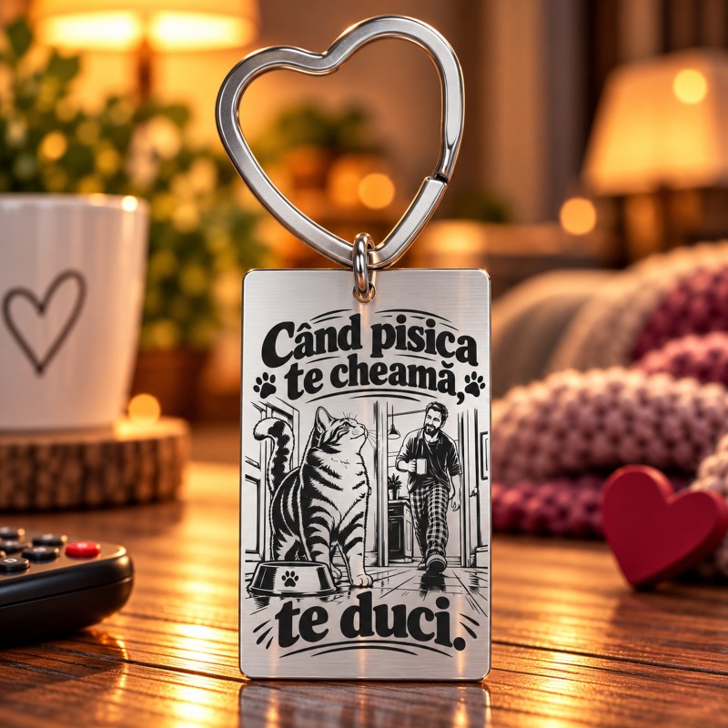                  Breloc Inox Inimă „Când Pisica Te Cheamă” | Giftopolis
               