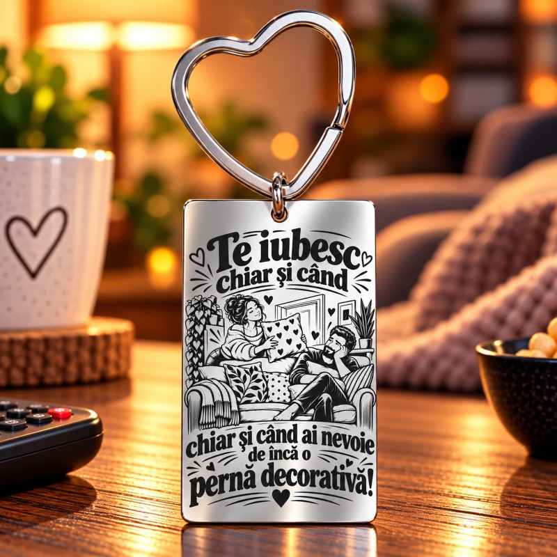 Breloc Inox Inimă „Încă o Pernă Decorativă” | Giftopolis