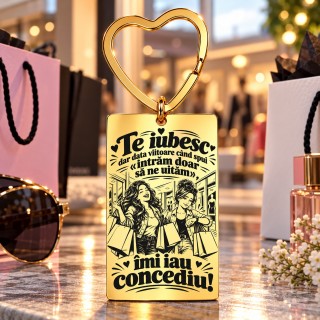 Breloc Gold Plated Inimă „Îmi Iau Concediu” | Giftopolis