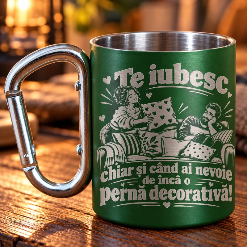                  Cană Inox Verde „Încă o Pernă Decorativă” | Giftopolis
               