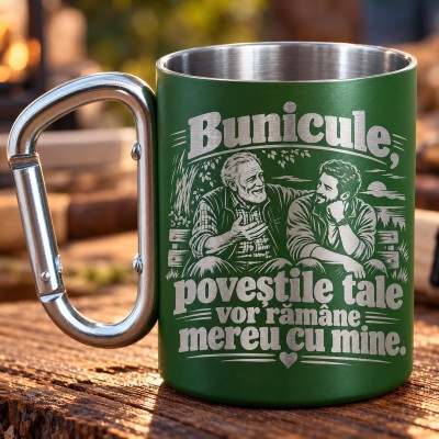 Cană Inox Verde „Bunicule, Poveștile Tale” | Giftopolis