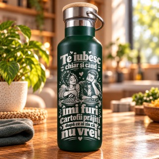 Termos Verde 500 ml „Îmi Furi Cartofii Prăjiți” | Giftopolis