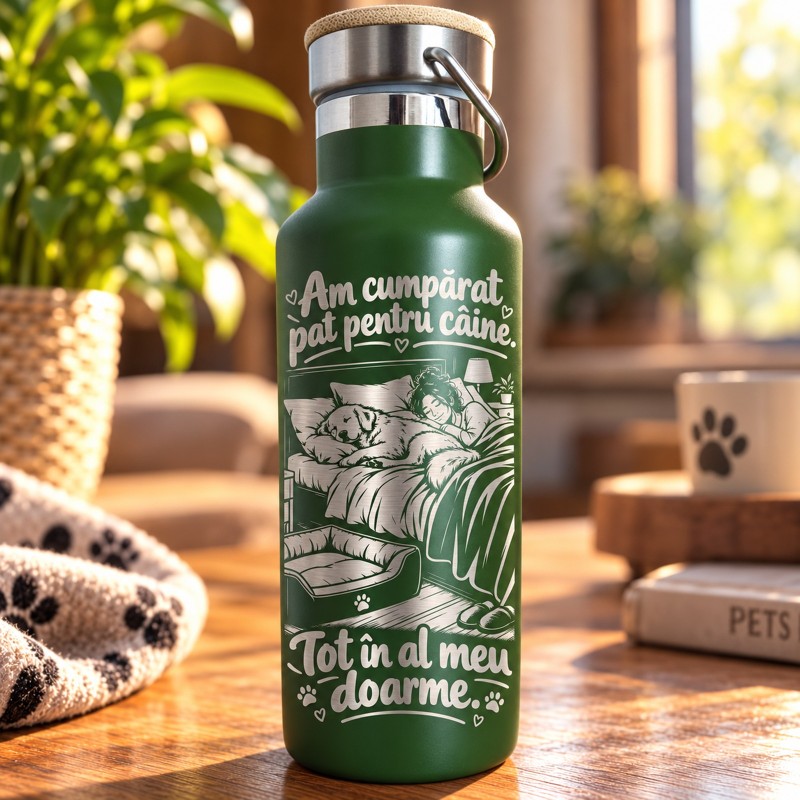                  Termos Inox Verde 500 ml „Am Cumpărat Pat pentru Câine” | Giftopolis
               