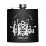 Sticla de buzunar Personalizata Inox Negru 200ml Whisky Nume