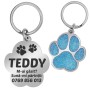 Medalion Personalizat Labuta Bleu Inox Argintiu Nume Numar de telefon