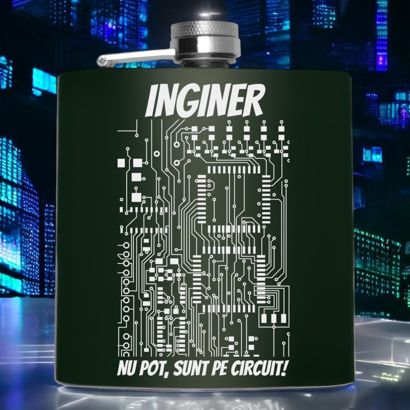                 Sticla de buzunar Personalizata Inox Verde 200ml Circuit
               
